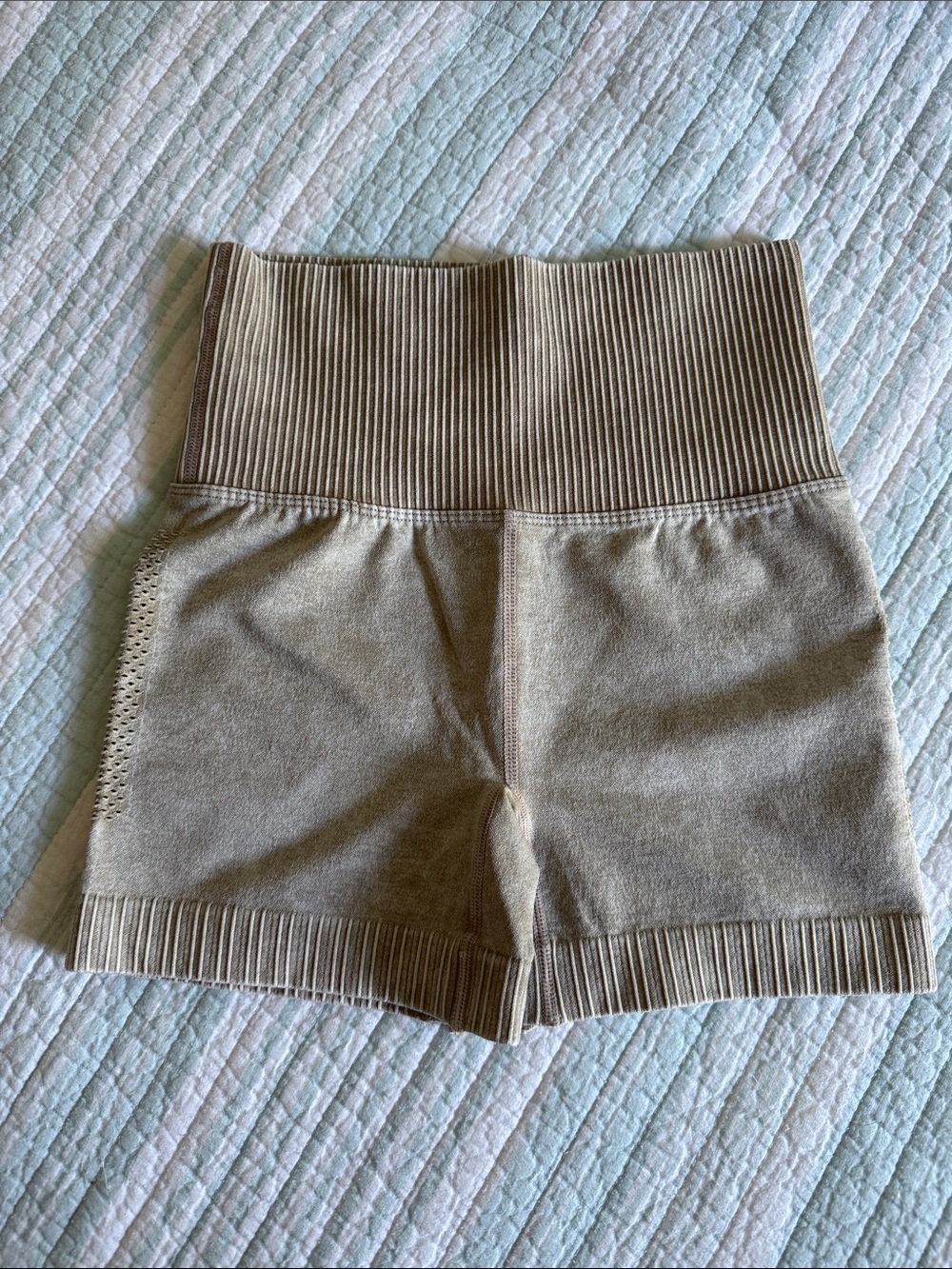 Zenana S/M Taupe Mineral Wash High Waist Biker Shorts Seamless NWOT